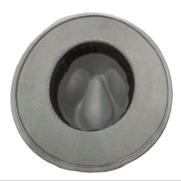 Gray Fedora Hat Stiff Brim Tall Dented Crown Chunky Chain Hat NEW - Picture 4 of 4